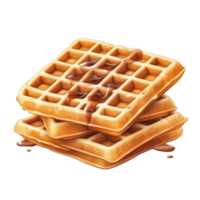 Delicious waffles with syrup served on a Transparent background perfect for breakfast lovers, Waffles isolated on a transparent or isolated on png