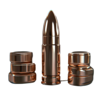 Stacked bronze ammunition bullets displaying their polished surfaces and unique features, Stack bronze ammo 9mm Bullet png