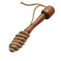 Rustic rope twist tool with wooden handle showcasing craftsmanship and natural materials, Rustic Rope Twist with Handled Wooden Tool, Transparent background png