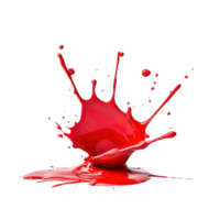 Vivid red paint splash isolated on Transparent background creating a dynamic visual effect, Vivid Red Paint Splash Isolated on png