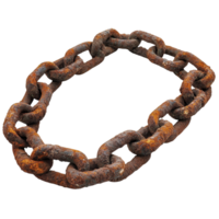 Rusty chain isolated on a Transparent background showcasing aged texture and heavy links, rusty chain isolated on white png