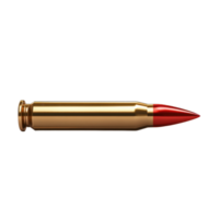 Side view of a speeding bullet on a Transparent background showcasing its cylindrical shape and pointed tip, Speeding Bullet Side View Isolated on png