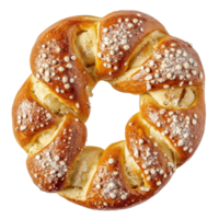 Soft pretzel on Transparent background showcasing its twisted shape and sprinkled texture, Soft pretzel isolated on png