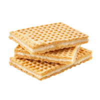 Wafer bars stacked on Transparent background showcasing their crispy texture and creamy filling, Wafer bars isolated on png