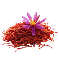 Saffron threads with vibrant purple flower isolated on a Transparent background for culinary and medicinal uses, Saffron isolated on background png