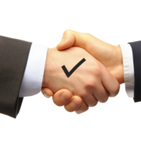 Successful partnership represented by a handshake and a check mark on a Transparent background, background a handshake with a check mark transparent png