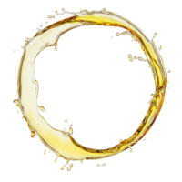 Splash of olive or engine oil arranged in a circular shape with droplets for creative design, Splash olive or engine oil arranged in a circle isolated on Transparent background, background png