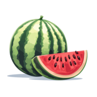 Fresh watermelon with vibrant green stripes and juicy red interior isolated on Transparent background, Watermelon seeds isolated on background png