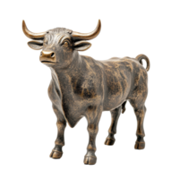 Spanish bull statue showcasing classic design with textured details on a Transparent background, spanish bull statue isolated on White background png