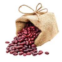 Spilled sack of red and brown beans on a clean, Transparent background depicting freshness and agricultural abundance, Spilled Sack Red and Brown Beans isolated on background png