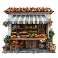 Rustic grocery store offers fresh produce in a charming rural marketplace setting, Rural Marketplace A Rustic Grocery Store with Fresh Produce, Transparent background png