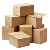 Stack of cardboard boxes isolated on a Transparent background for storage or shipping purposes, Stack cardboard boxes isolated on png