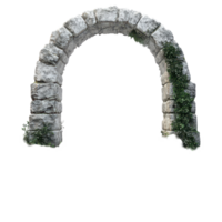 Stone path leads through archway into a mysterious white sky, stone path with a stone arch leading to a white sky, Transparent background png
