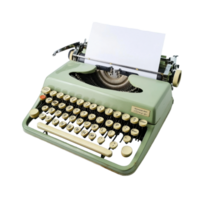 Vintage typewriter with classic paper ready for writing in a retro workspace, Vintage Typewriter With Paper, Classic Writing Tool for Creating Printed Documents, Transparent background png