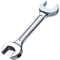 Spanner chrome metal wrench tool isolated on black background for mechanics and engineering tasks, Spanner chrome metal wrench tools png