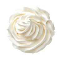 Whipped cream swirl resting on a Transparent background, perfect for desserts and beverages, whipped cream isolated on background png
