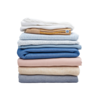 pilha do recentemente guardada limpar \ limpo roupas em uma transparente fundo para organizado lavanderia mostrar, pilha do limpar \ limpo roupas branco fundo, isolado sólido fundo png