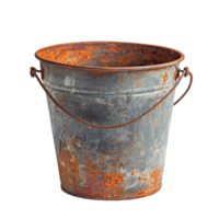 Nostalgic rusty bucket representing simplicity and charm in everyday life, Rusty Bucket - A Symbol Nostalgia and Simplicity, Transparent background png