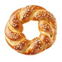 Delicious soft pretzel with sea salt, perfect for snacking or sharing on a Transparent background, Soft pretzel isolated on png