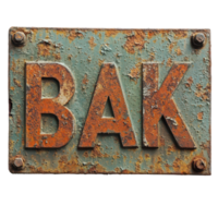 Old rusty sign with faded letters indicates a bank in an abandoned location, rusty sign that says bank on it, Transparent background png