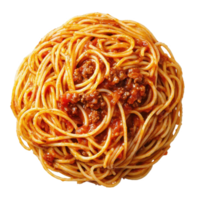 Spaghetti pasta topped with rich tomato beef sauce served on a Transparent background, spaghetti pasta with tomato beef sauce isolated on background png