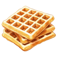 Deliciously golden waffles stacked on each other ready to be served, Waffles isolated on a transparent or isolated on Transparent background, background png