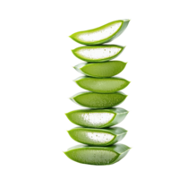 Freshly stacked aloe vera slices isolated on a clean Transparent background for health and beauty applications, Stack Aloe vera isolated on png