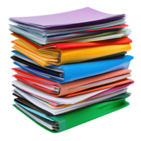 Stacked document files in various colors on a clean Transparent background for organizational purposes, Stack Documents , Files, background png
