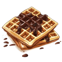 Deliciously stacked waffles topped with rich chocolate sauce for an indulgent treat, Waffles isolated on Transparent background png