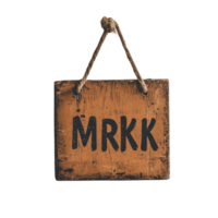 Market sign hanging against a Transparent background, indicating a vibrant shopping area or bazaar, sign that says market on it against a png