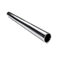 Sleek silver pipe placed on a smooth surface reflecting light in a well-lit environment, Shiny Metal Tube A Sleek Pipe in a Silver Casing, Transparent background png