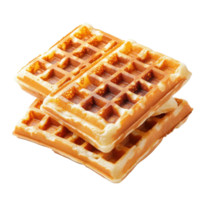 Waffles stacked in a delicious arrangement with golden-brown texture and crisp edges, Waffles isolated on trransparent png