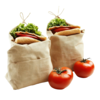 Fresh sack lunches prepared with healthy ingredients for a delightful meal on a Transparent background, Sack lunches, background png