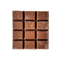 Delicious squares of chocolate arranged neatly on a bright Transparent background, squares chocolate on png