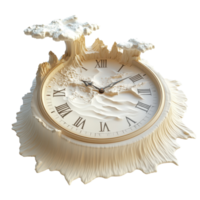 Elegant clock design featuring natural landscapes with a white finish and Roman numerals ideal for home decor, The Sands Time, Transparent background png
