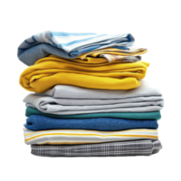 Neatly folded stack of clean clothes on a Transparent background for a minimalist presentation, Stack of clean clothes White background, isolated solid background png