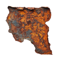 Rusty texture isolated on a Transparent background highlighting natural corrosion patterns and colors, rust isolated on background png