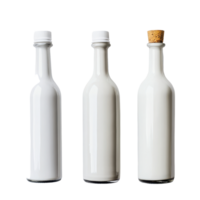 White bottles filled with liquid on a Transparent background for product display and minimalist design concept, white bottlesisolated on background png