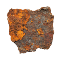 Rusty metal piece isolated on a Transparent background revealing texture and color variations, rust isolated on background png