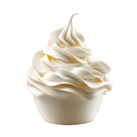 Whipped cream swirls in a smooth, fluffy texture isolated against a Transparent background, Whipped cream isolated on png