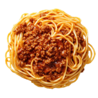 Spaghetti Bolognese with rich meat sauce displayed on a clean Transparent background, Spaghetti Bologneseisolated on background png
