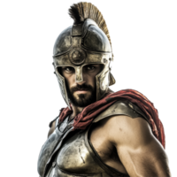 Spartan warrior confidently faces the camera with striking armor and helmet on a Transparent background, Spartan Warrior Facing the Camera on png