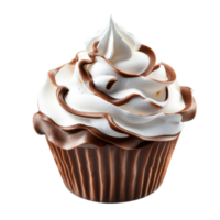 Whipped cream swirl in white and chocolate showcased on a dessert, white and chocolate whipped cream isolated on Transparent background, background png