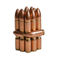 Stack of bronze ammunition bullets arranged with precision and detail in a minimalist setup, Stack bronze ammo 9mm Bullet png