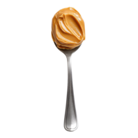 Spoon of creamy peanut butter ready for spread on sandwiches or as a snack, Spoon peanut butter isolated on Transparent background, background png