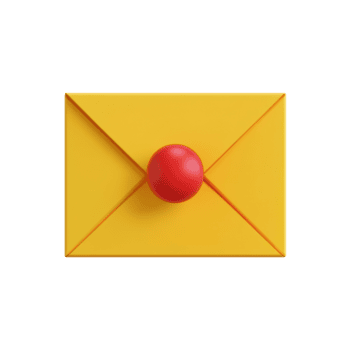 giallo Busta con rosso bolla foca su trasparente sfondo in mostra moderno design estetica, sfondo un' giallo Busta con un' rosso bolla icona, isolata su sfondo png