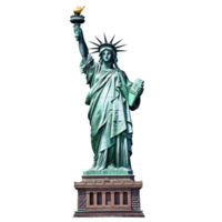 Statue of Liberty standing tall on a Transparent background showcasing freedom and hope, Statue of Liberty in New York isolated on White background png
