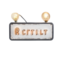 Sign featuring light bulbs with the word recepti, brightly lit in a modern environment, sign with a light bulb and a sign that says reception, Transparent background png