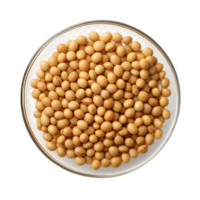Soybean seeds in clear bowl showcasing rich texture and color on transparent background, Soy beans seeds isolated on trransparent png