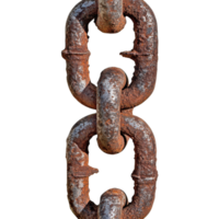 Rusty metal chain displayed against a plain Transparent background showcasing its weathered texture and details, rusty metal chain, background png
